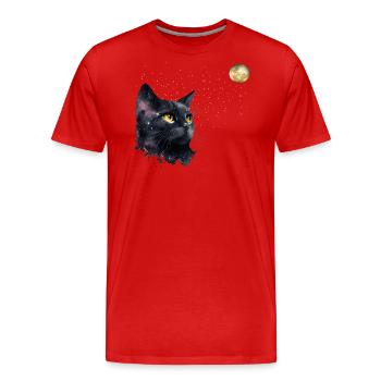 LE CHAT ET LA LUNE - T-shirt bio Premium Homme - rouge - Devant - Damien (186cm)