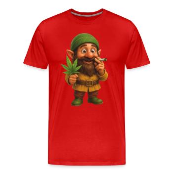Knuffiger Kifferzwerg mit Hanfblatt - Männer Premium Bio T-Shirt - Rot - Vorne - Damien (186cm)