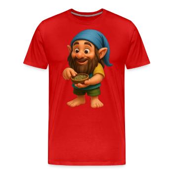 Cooler Zwerg mit Cannabisschale - Männer Premium Bio T-Shirt - Rot - Vorne - Damien (186cm)