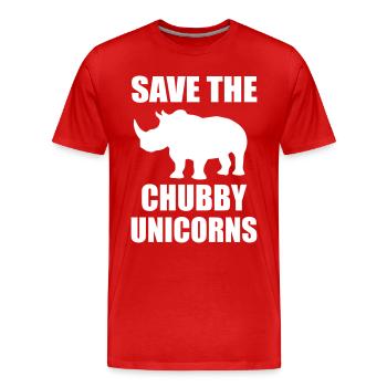 Save The Chubby Unicorn - Men's Premium Organic T-Shirt - red - Front - Damien (186cm)