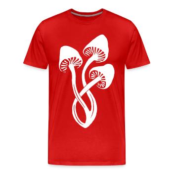 White mushroom trio - Men's Premium Organic T-Shirt - red - Front - Damien (186cm)