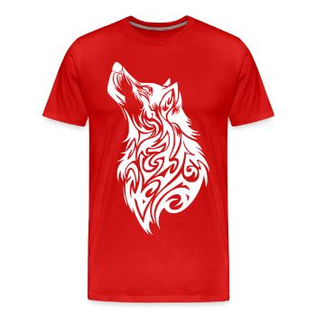 Tatouage tribal de loup - T-shirt bio Premium Homme - rouge - Devant - Damien (186cm)