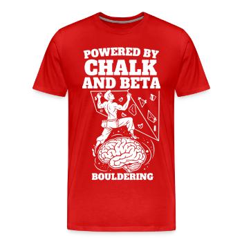 Angetrieben von Chalk und Beta Bouldering Climb - Männer Premium Bio T-Shirt - Rot - Vorne - Damien (186cm)