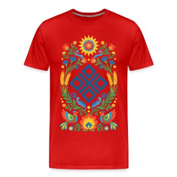 Mokosz Folk Ornament - Men's Premium Organic T-Shirt - red - Front - Damien (186cm)