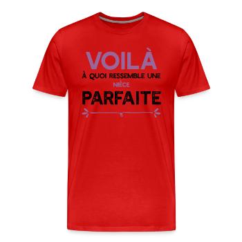 Une Nièce parfaite cadeau - T-shirt bio Premium Homme - rouge - Devant - Damien (186cm)