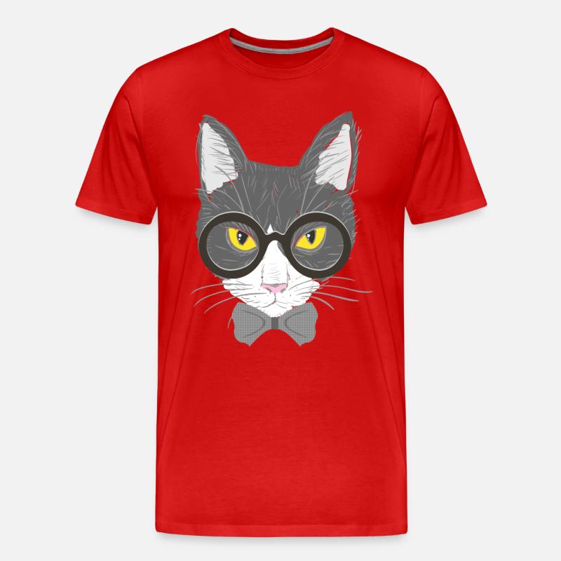 Katzengesicht - Männer Premium Bio T-Shirt - Rot