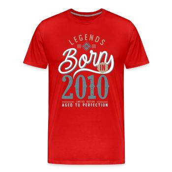 legends are born in 2010, 11-year anniversary - Men's Premium Organic T-Shirt - red - Front - Damien (186cm)