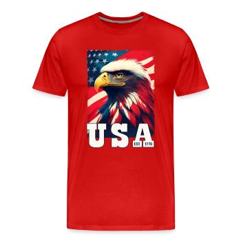 Proud Patriot Eagle : drapeau des États-Unis et Stars & Stripes - T-shirt bio Premium Homme - rouge - Devant - Damien (186cm)