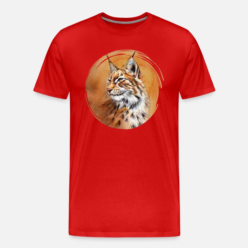 Luchs | lynx - Männer Premium Bio T-Shirt - Rot