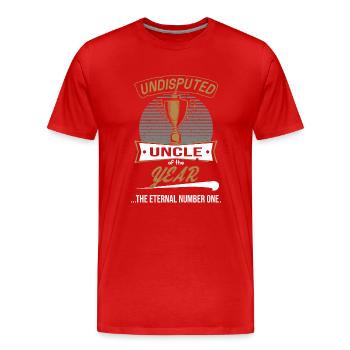 Uncle of the Year Award Trophy for Uncle - Men's Premium Organic T-Shirt - red - Front - Damien (186cm)