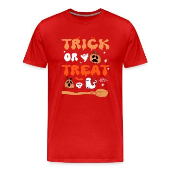 Trick or Treat gruseliges Halloween Kostüm lustig - Männer Premium Bio T-Shirt - Rot - Vorne - Damien (186cm)