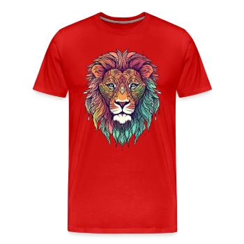 Lion - T-shirt bio Premium Homme - rouge - Devant - Damien (186cm)
