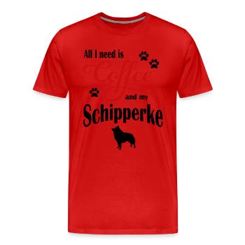 Schipperke Coffee - Männer Premium Bio T-Shirt - Rot - Vorne - Damien (186cm)