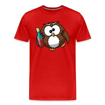 Chouette ivre vin - T-shirt bio Premium Homme - rouge - Devant - Damien (186cm)