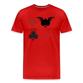 Cartes à jouer Poker Ange Diable cadeau - T-shirt bio Premium Homme - rouge - Devant - Damien (186cm)