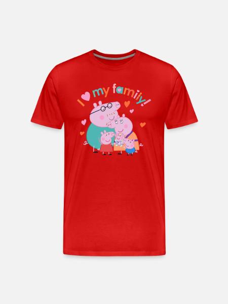 Peppa Pig Met Familie En Tekst Ik Hou Van Familie - Mannen premium biologisch T-shirt - 
