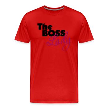 La chemise Boss Lady - T-shirt bio Premium Homme - rouge - Devant - Damien (186cm)