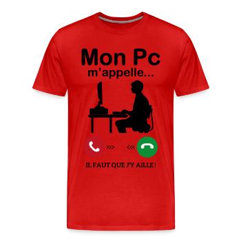 Mon Pc M'appelle Il faut que j'y ailler - T-shirt bio Premium Homme - rouge - Devant - Damien (186cm)