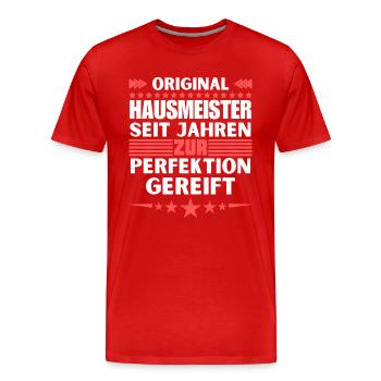 Caretaker matured to perfection - Men's Premium Organic T-Shirt - red - Front - Damien (186cm)