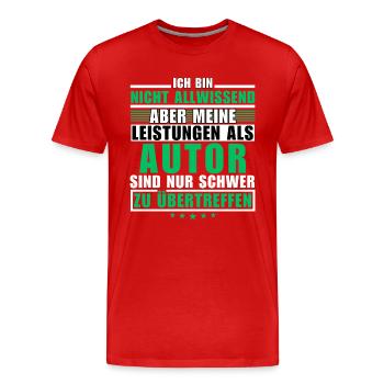 Unübertroffene Leistung als Autor - Männer Premium Bio T-Shirt - Rot - Vorne - Damien (186cm)