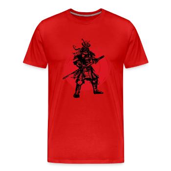 Samurai Japanischer Krieger Blutmond Design - Männer Premium Bio T-Shirt - Rot - Vorne - Damien (186cm)