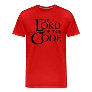The Lord of the Code - Men's Premium Organic T-Shirt - red - Front - Damien (186cm)