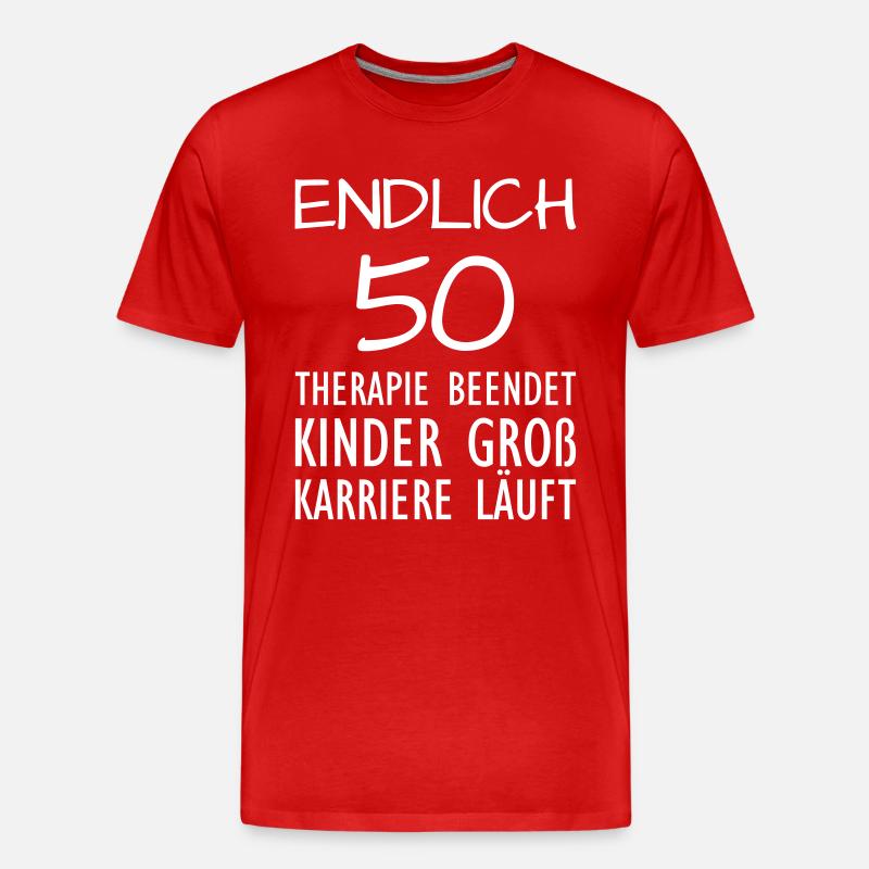 Endlich 50 - Männer Premium Bio T-Shirt - Rot