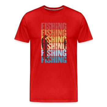 Pêche pêche rétro pêche pêche vintage pêche pêche - T-shirt bio Premium Homme - rouge - Devant - Damien (186cm)