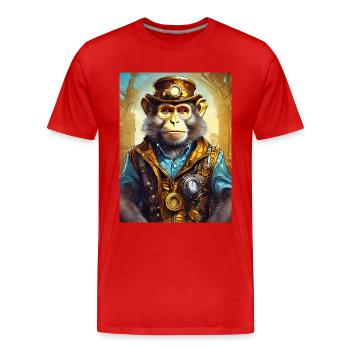 Singe Steampunk 1.5 - T-shirt bio Premium Homme - rouge - Devant - Damien (186cm)