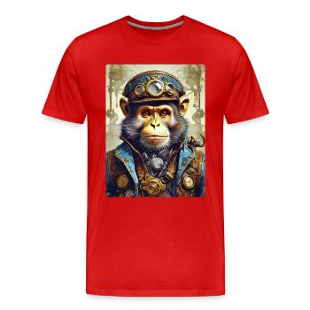 Singe Steampunk 1.3 - T-shirt bio Premium Homme - rouge - Devant - Damien (186cm)