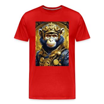 Singe Steampunk 1.4 - T-shirt bio Premium Homme - rouge - Devant - Damien (186cm)
