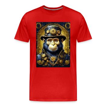 Singe Steampunk 1.9 - T-shirt bio Premium Homme - rouge - Devant - Damien (186cm)