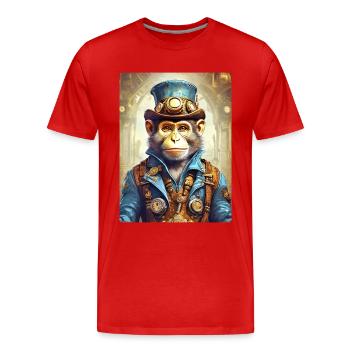 Singe Steampunk 1.11 - T-shirt bio Premium Homme - rouge - Devant - Damien (186cm)