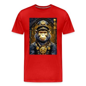 Singe Steampunk 1.18 - T-shirt bio Premium Homme - rouge - Devant - Damien (186cm)