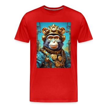 Singe Steampunk 1.19 - T-shirt bio Premium Homme - rouge - Devant - Damien (186cm)