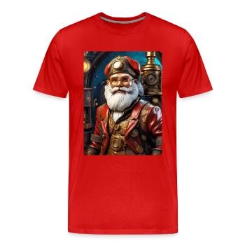Père Noël steampunk 1.10 - T-shirt bio Premium Homme - rouge - Devant - Damien (186cm)
