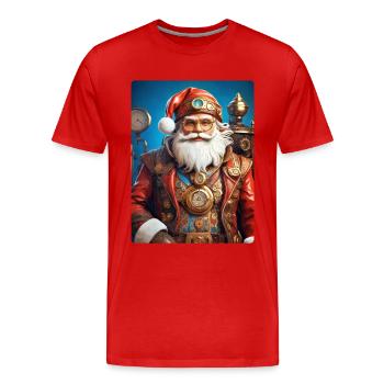 Père Noël steampunk 1.1 - T-shirt bio Premium Homme - rouge - Devant - Damien (186cm)