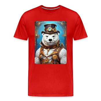 Steampunk Ice Bear 1.4 - Men's Premium Organic T-Shirt - red - Front - Damien (186cm)