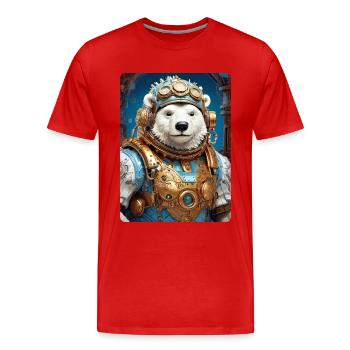Steampunk Ice Bear 1.6 - Men's Premium Organic T-Shirt - red - Front - Damien (186cm)