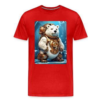 Steampunk Ice Bear 1.3 - Men's Premium Organic T-Shirt - red - Front - Damien (186cm)
