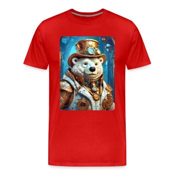 Steampunk Eisbear 1.17 - Männer Premium Bio T-Shirt - Rot - Vorne - Damien (186cm)