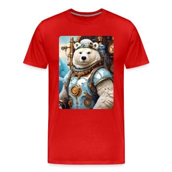 Ours de glace steampunk 1.18 - T-shirt bio Premium Homme - rouge - Devant - Damien (186cm)