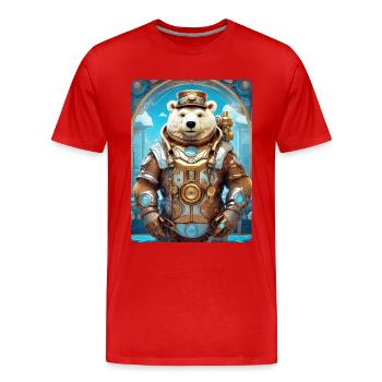Ours de glace steampunk 1.16 - T-shirt bio Premium Homme - rouge - Devant - Damien (186cm)