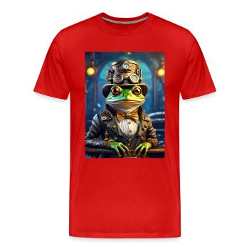 Grenouille Steampunk 1.4 - T-shirt bio Premium Homme - rouge - Devant - Damien (186cm)