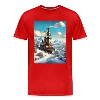 Steampunk Winter Wonderland 1.5 - Men's Premium Organic T-Shirt - red - Front - Damien (186cm)