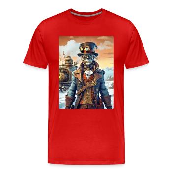 Steampunk Paysage D’hiver Zombie 1.5 - T-shirt bio Premium Homme - rouge - Devant - Damien (186cm)