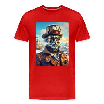 Steampunk Paysage D’hiver Zombie 1.9 - T-shirt bio Premium Homme - rouge - Devant - Damien (186cm)