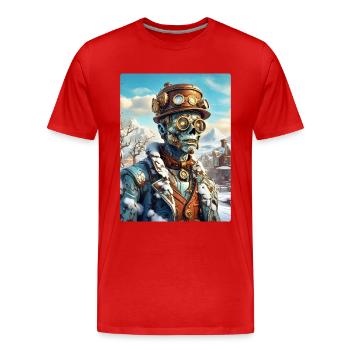 Steampunk Paysage D’hiver Zombie 1.11 - T-shirt bio Premium Homme - rouge - Devant - Damien (186cm)