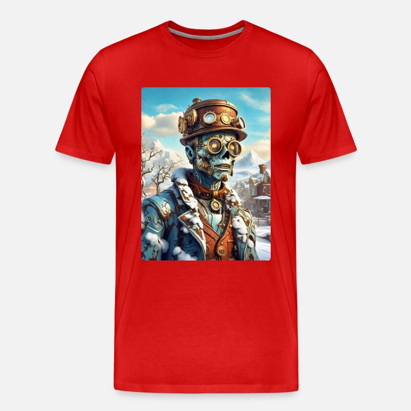 Steampunk Winterlandschaft Zombie 1.11 - Männer Premium Bio T-Shirt - Rot
