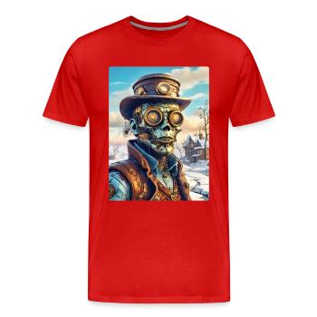 Steampunk Paysage D’hiver Zombie 1.7 - T-shirt bio Premium Homme - rouge - Devant - Damien (186cm)